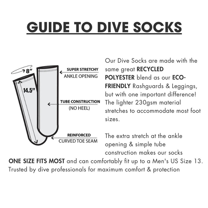 Spacefish Army dive socks sizing chart